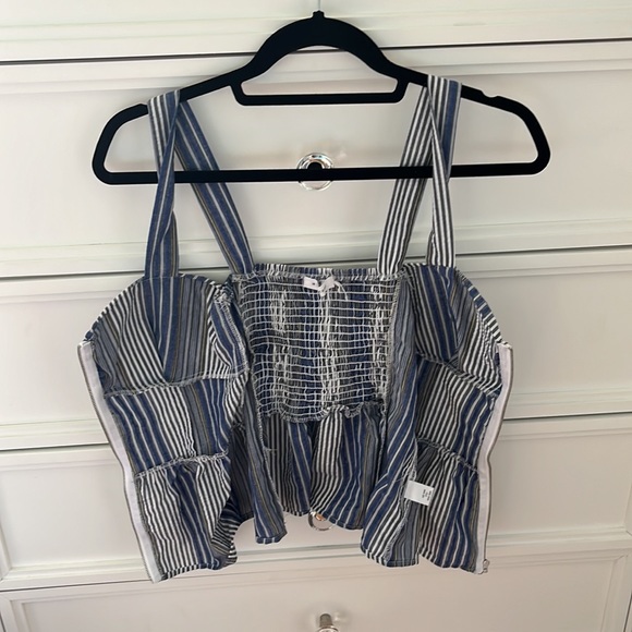 Mind Code Stripped Sleevless Peplum Top Size M - Picture 4 of 4